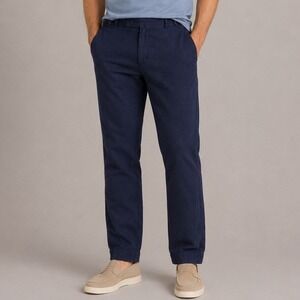 Corridor NYC Navy Blue Textured Cotton Trousers Mens 33 Made in USA Seersucker
